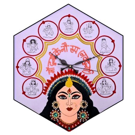 Handcrafted Navdurga Lippan Art Wall Clock